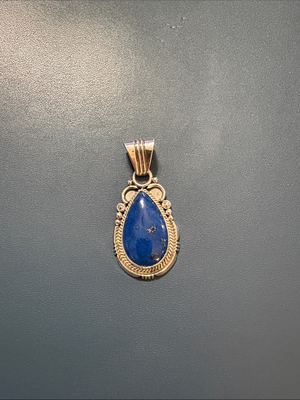 Running Bear .925 Sterling Silver Teardrop Lapis Lazuli Pendant- Native American